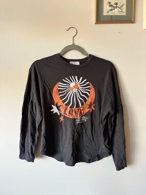 Dazey LA Long Sleeves LOVE Tee in Charcoal Grey Size Small